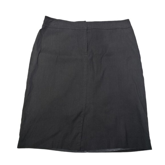 T Tahari Black Knee-Length Pencil Skirt Back Pockets & Zip Closure Linen Blend - Picture 1 of 7